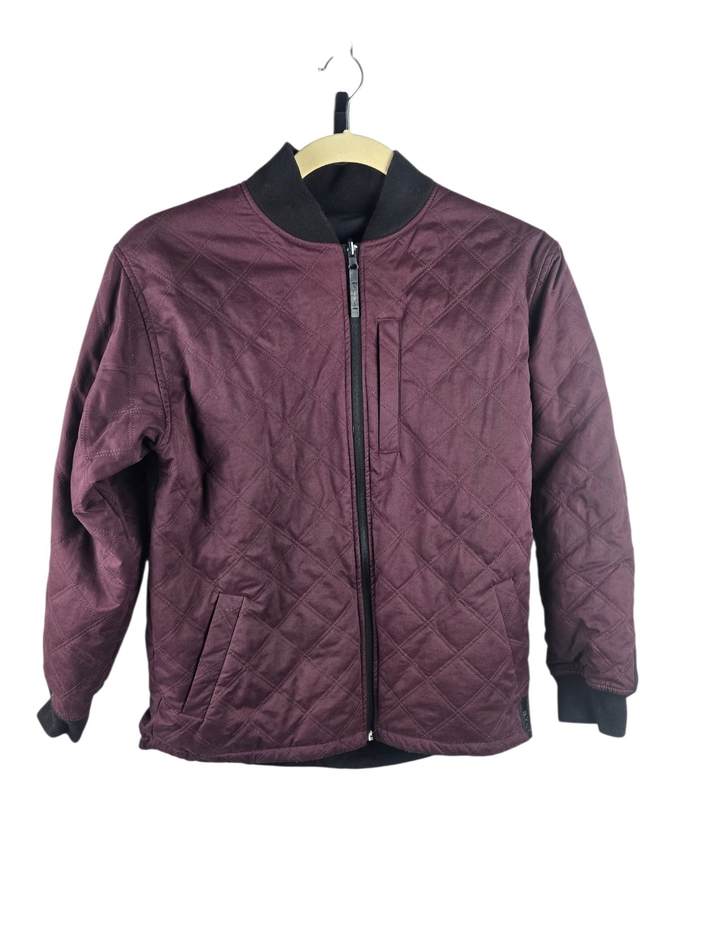 BYLT Quilted Bomber Jacket Maroon Black Size Large